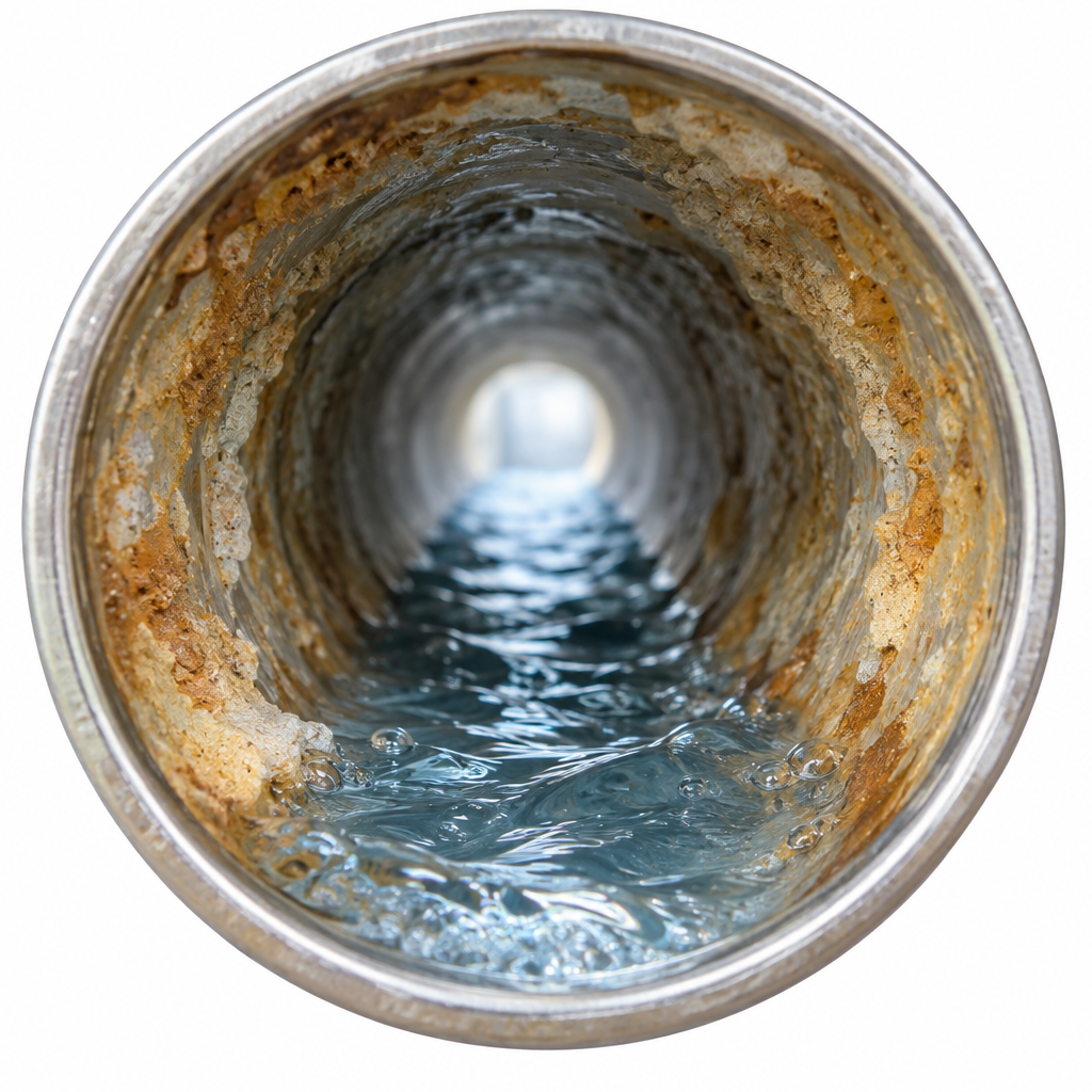 Early buildup forming inside a pipe